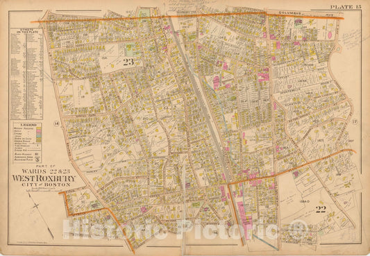 Historic Map : Atlas of Dorchester, West Roxbury and Brighton, Jamaica Plain 1899 Plate 015 , Vintage Wall Art