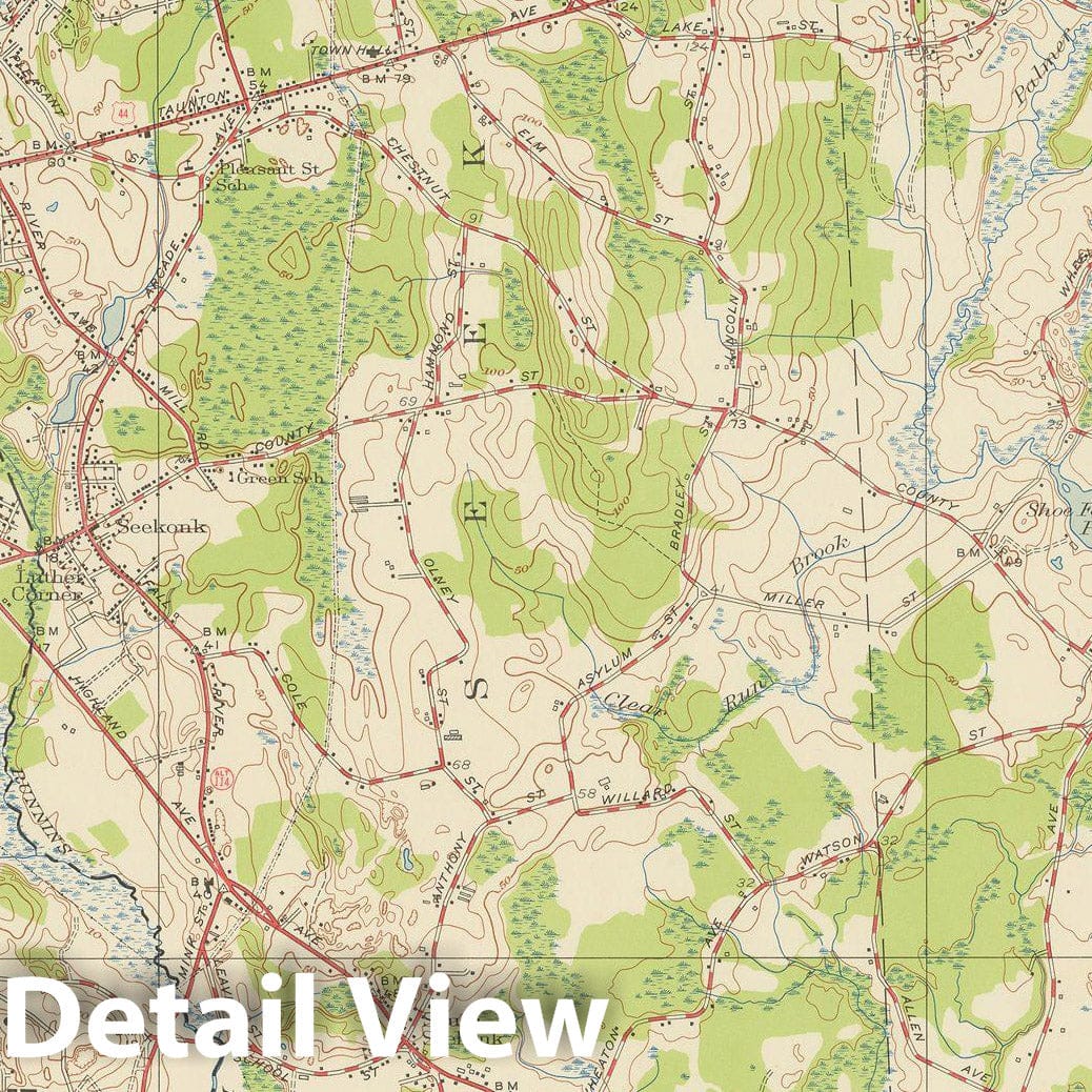 Historic Map : USGS 7.5 Minute Sheets and Quadrangles, East Providence & Rehoboth & Seekonk 1949 Topographic Map , v2, Vintage Wall Art