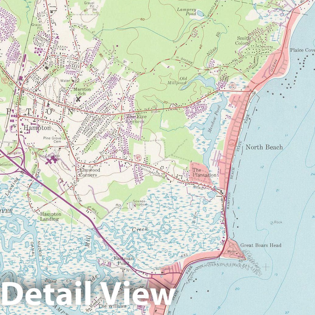 Historic Map : Hampton & North Hampton & Rye 1973 Topographic Map , Vintage Wall Art