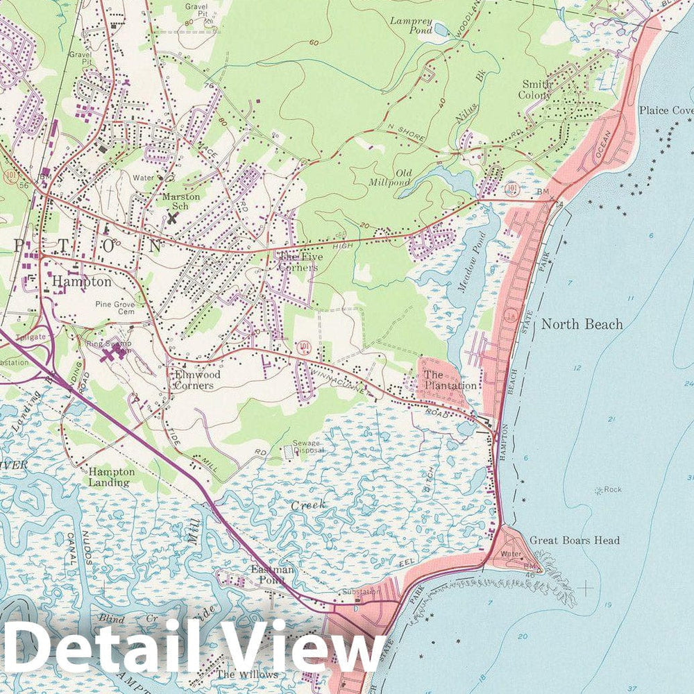 Historic Map : Hampton & North Hampton & Rye 1973 Topographic Map , Vintage Wall Art