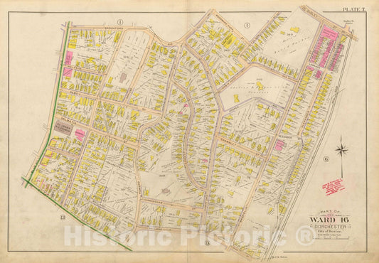 Historic Map : Atlas City of Boston, Vol. 5, Dorchester, Dorchester 1898 Plate 007 , Vintage Wall Art
