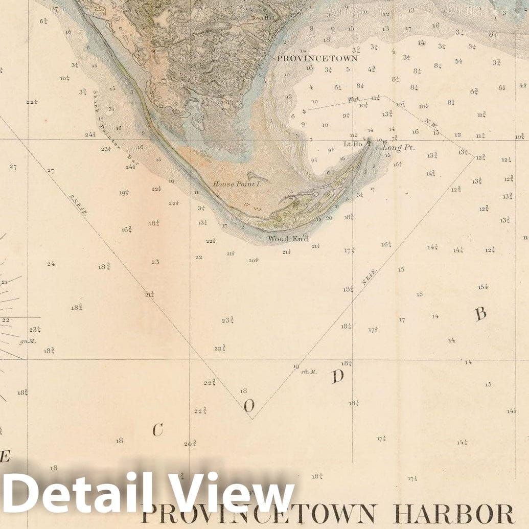 Historic Map : Cape Cod & Provincetown 1857 Topographic Map , Vintage Wall Art