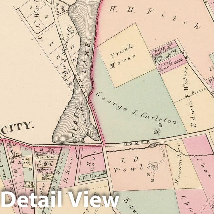 Historic Map : City of Newton, Middlesex County, Newton 1874 Plate U , Vintage Wall Art
