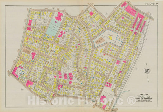 Historic Map : Atlas City of Boston, Dorchester, Dorchester 1933 Plate 007 , Vintage Wall Art