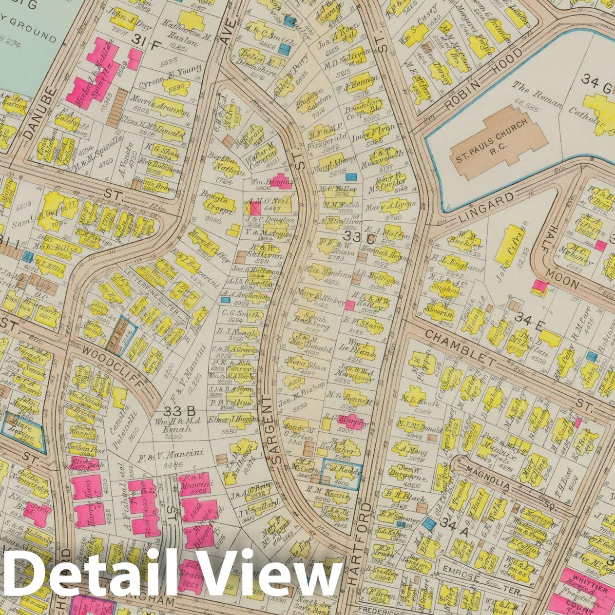 Historic Map : Atlas City of Boston, Dorchester, Dorchester 1933 Plate 007 , Vintage Wall Art