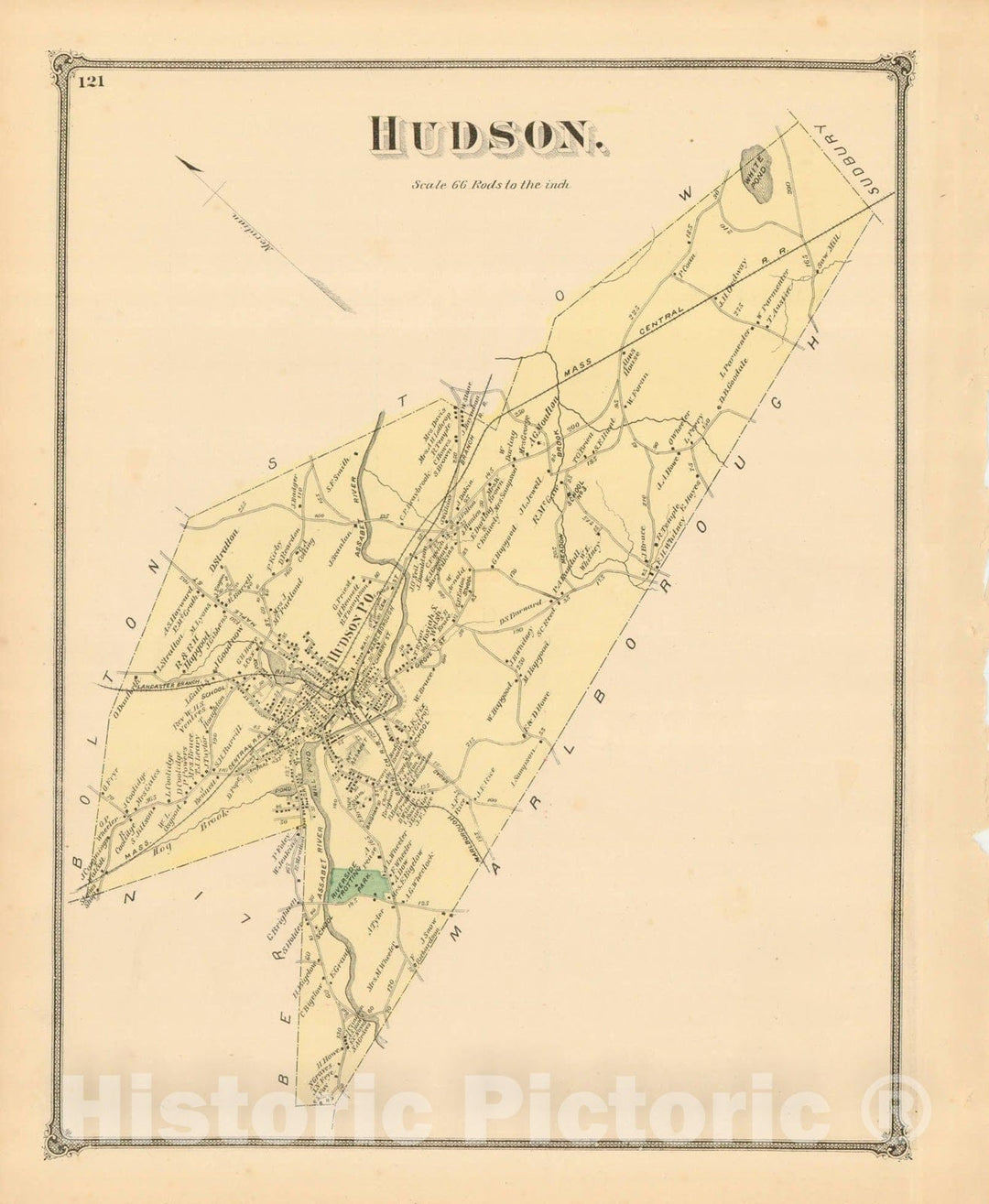 Historic Map : County Atlas of Middlesex Massachusetts, Hudson 1875 , v2, Vintage Wall Art