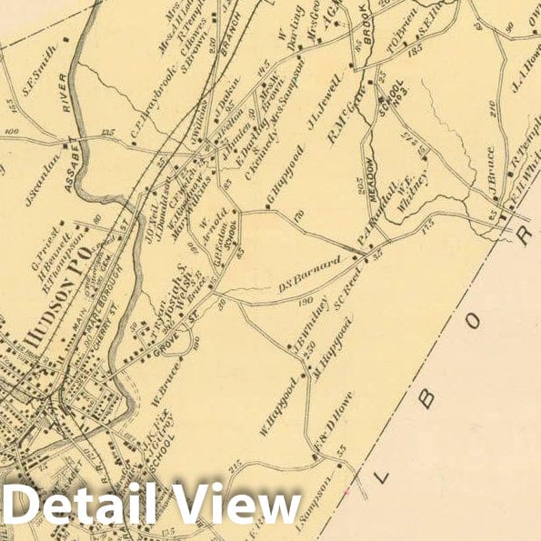 Historic Map : County Atlas of Middlesex Massachusetts, Hudson 1875 , v2, Vintage Wall Art