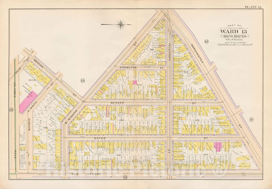 Historic Map : Atlas City of Boston, South Boston 1899 Plate 015 , Vintage Wall Art