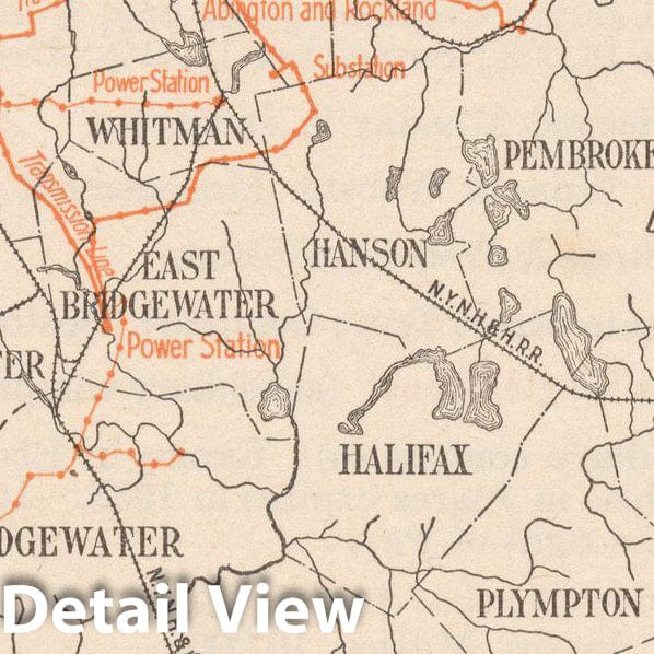 Historic Map : Edison Electric Illuminating Co 1914 , North American Electric Power and Traction Companies , Vintage Wall Art