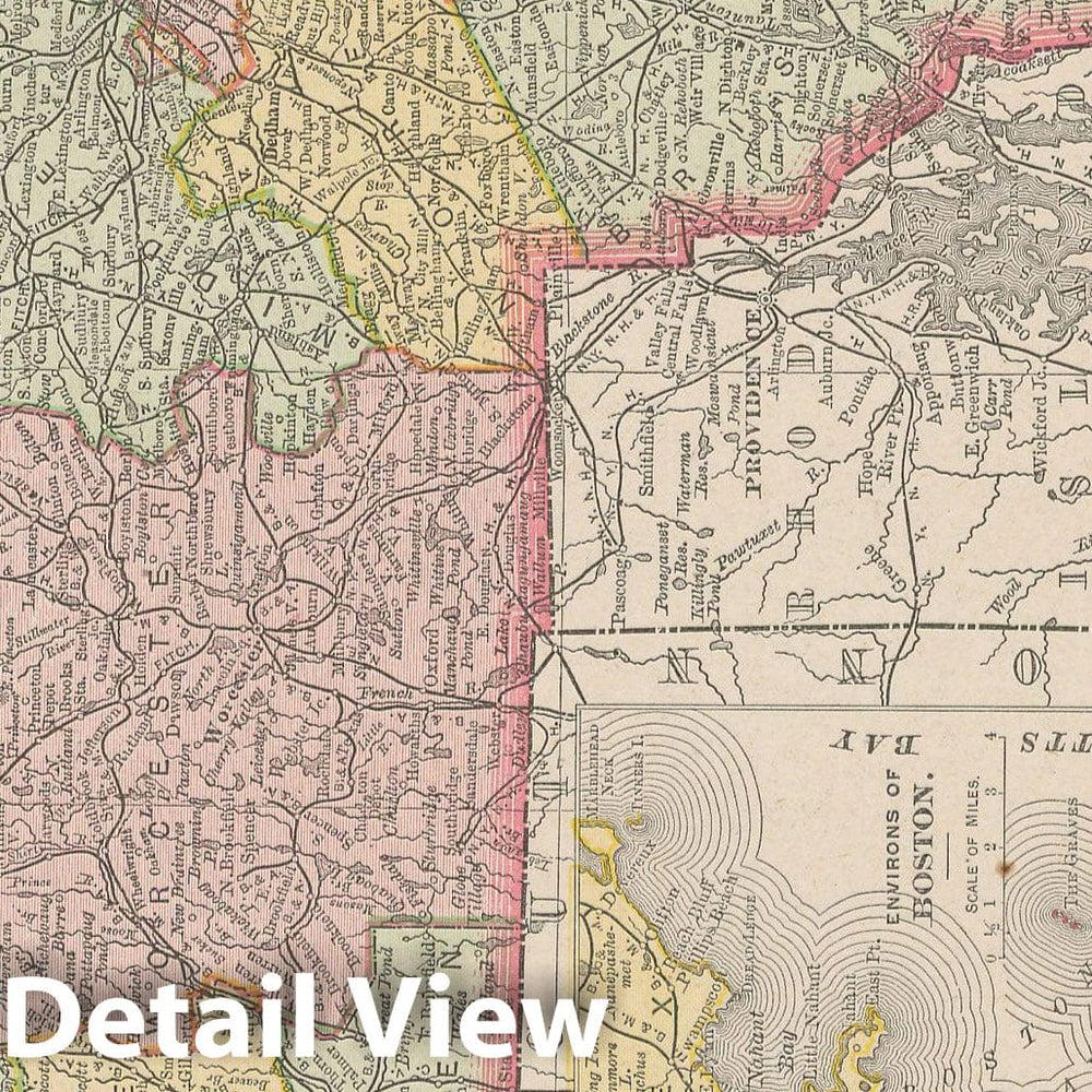 Historic Map : Massachusetts 1900 , Universal Atlas World , Vintage Wall Art