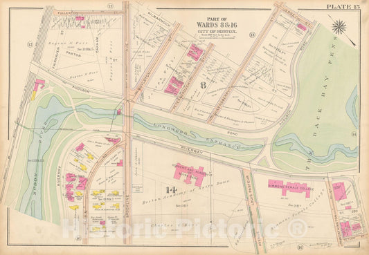 Historic Map : Atlas City of Boston, Roxbury, Roxbury 1915 Plate 015 , Vintage Wall Art