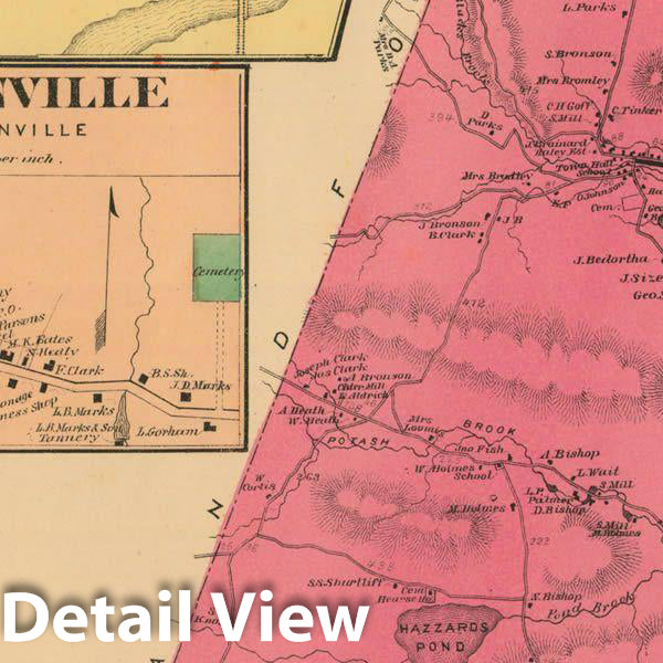Historic Map : Atlas of Hampden County Massachusetts, Russell 1870 , Vintage Wall Art