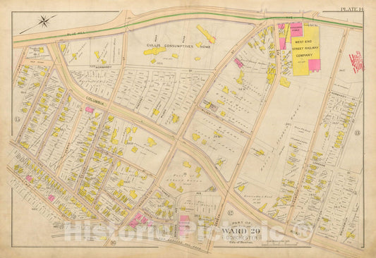 Historic Map : Atlas City of Boston, Vol. 5, Dorchester, Dorchester 1898 Plate 014 , Vintage Wall Art