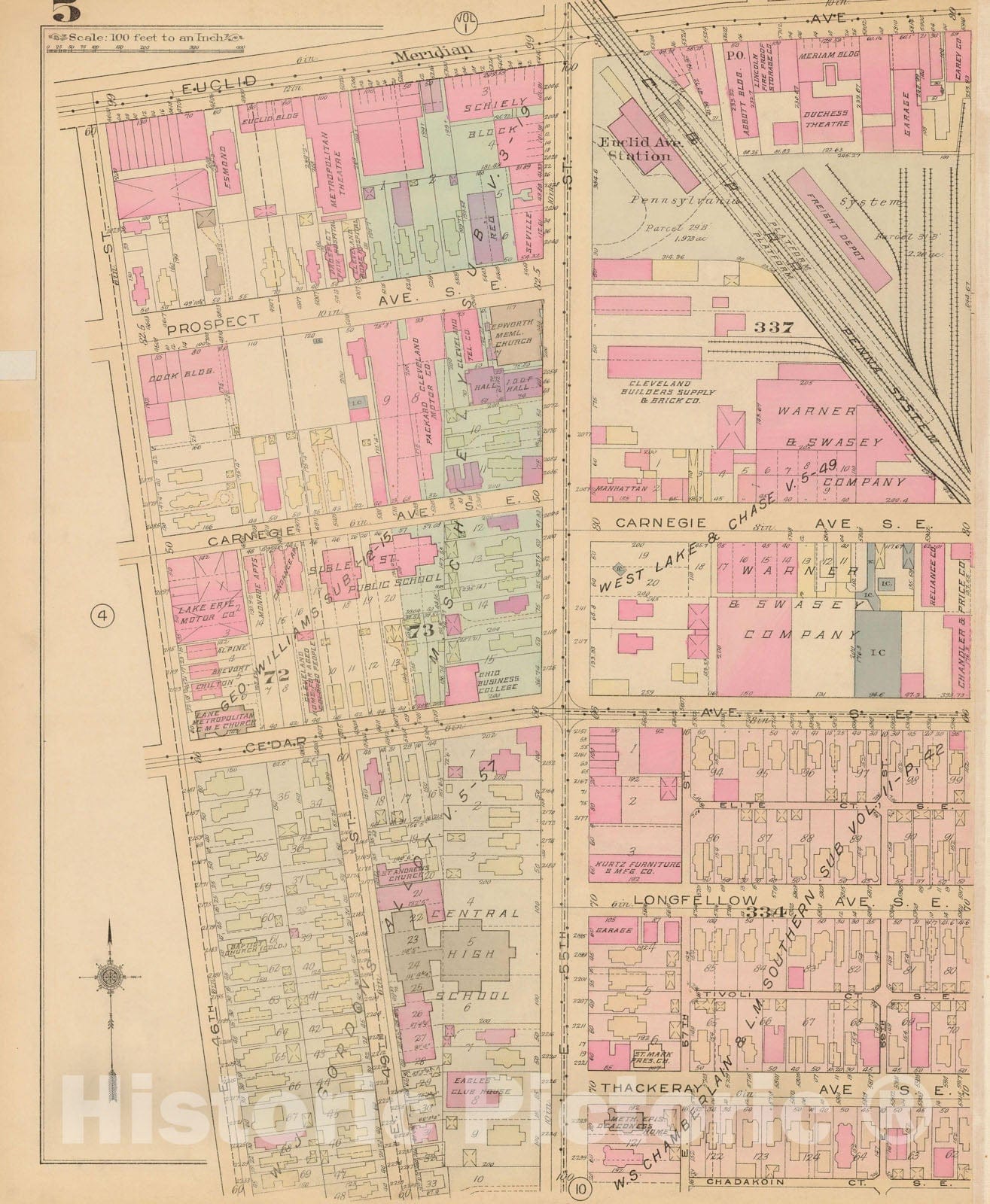 Historic Map : Atlas City of Cleveland, Vol. Four, Cleveland 1922 5L , Vintage Wall Art