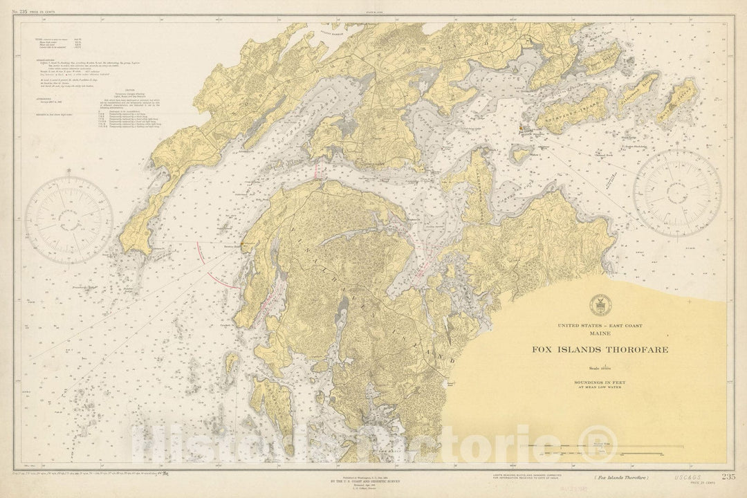 Historic Map : Coastal Charts - Maine: Fox Islands Thorofare 1939 , Vintage Wall Art
