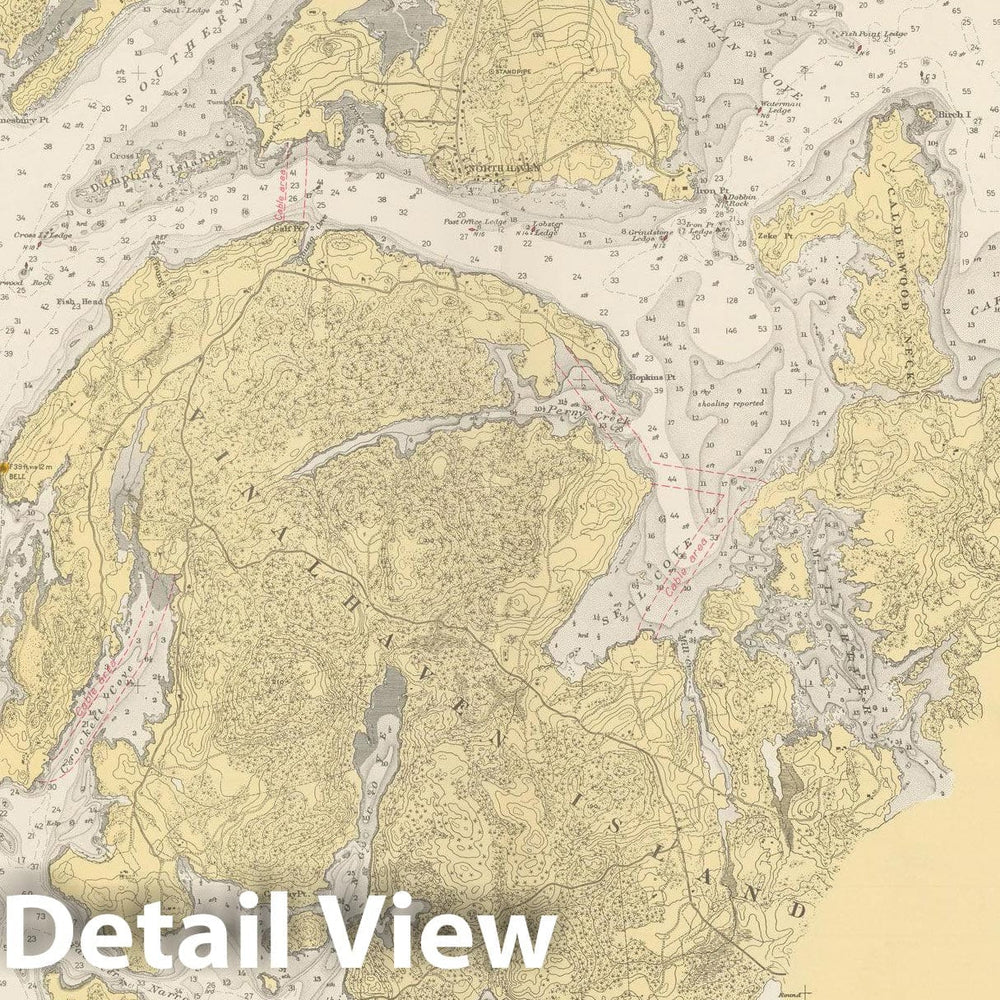 Historic Map : Coastal Charts - Maine: Fox Islands Thorofare 1939 , Vintage Wall Art