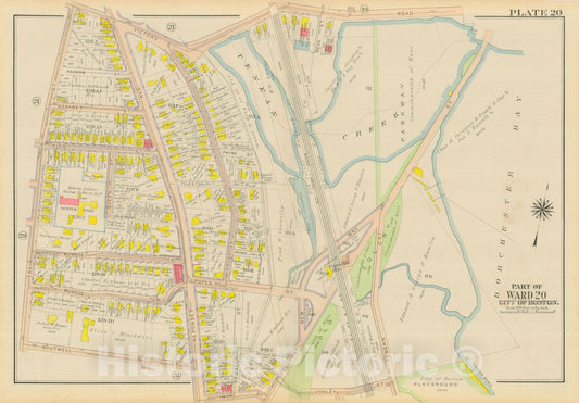 Historic Map : Atlas City of Boston, Dorchester, Dorchester 1918 Plate 020 , Vintage Wall Art