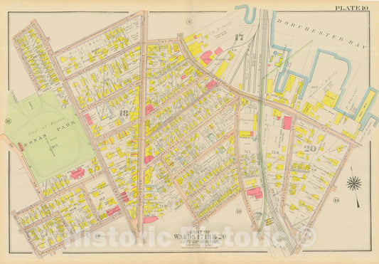 Historic Map : Atlas City of Boston, Dorchester, Dorchester 1918 Plate 010 , Vintage Wall Art