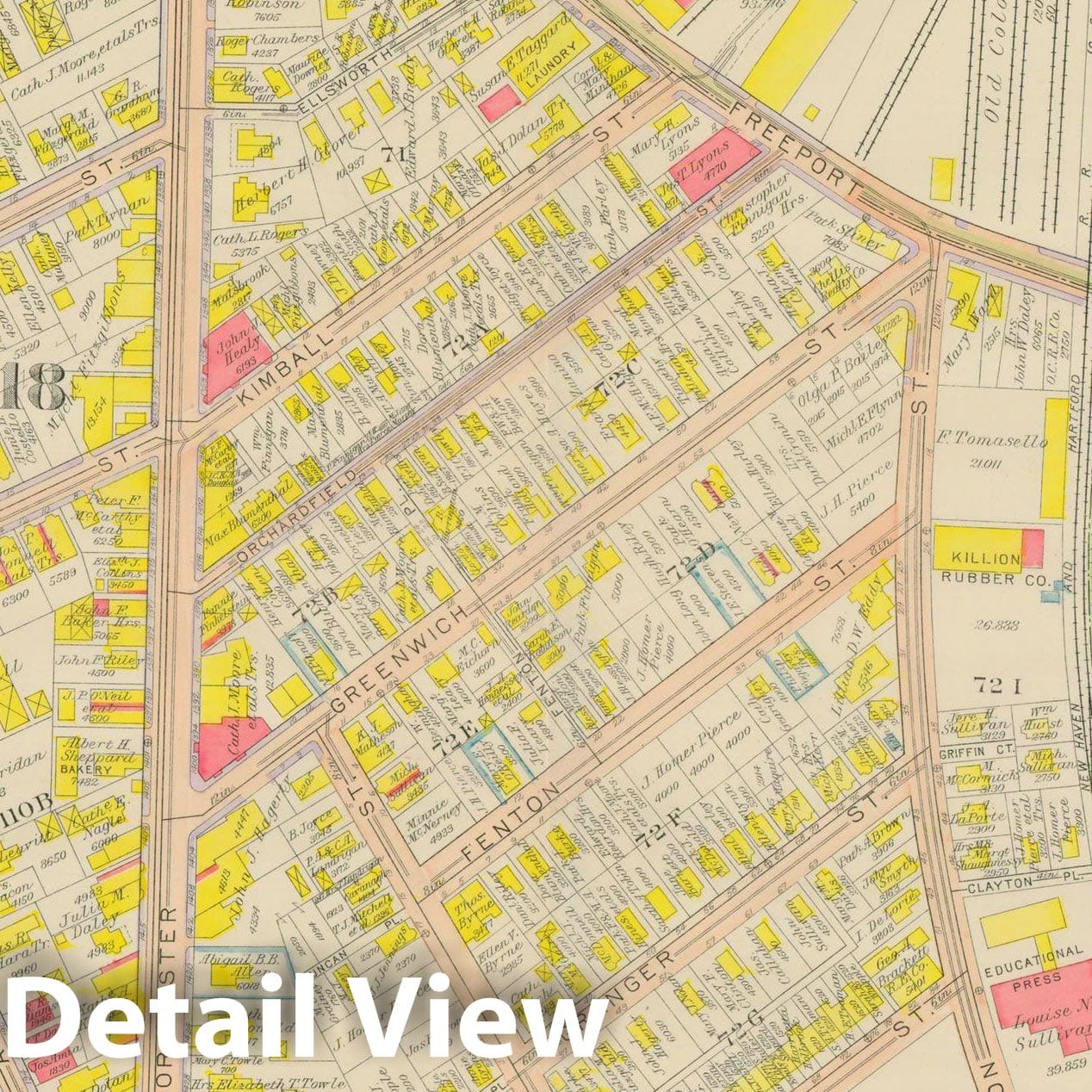 Historic Map : Atlas City of Boston, Dorchester, Dorchester 1918 Plate 010 , Vintage Wall Art