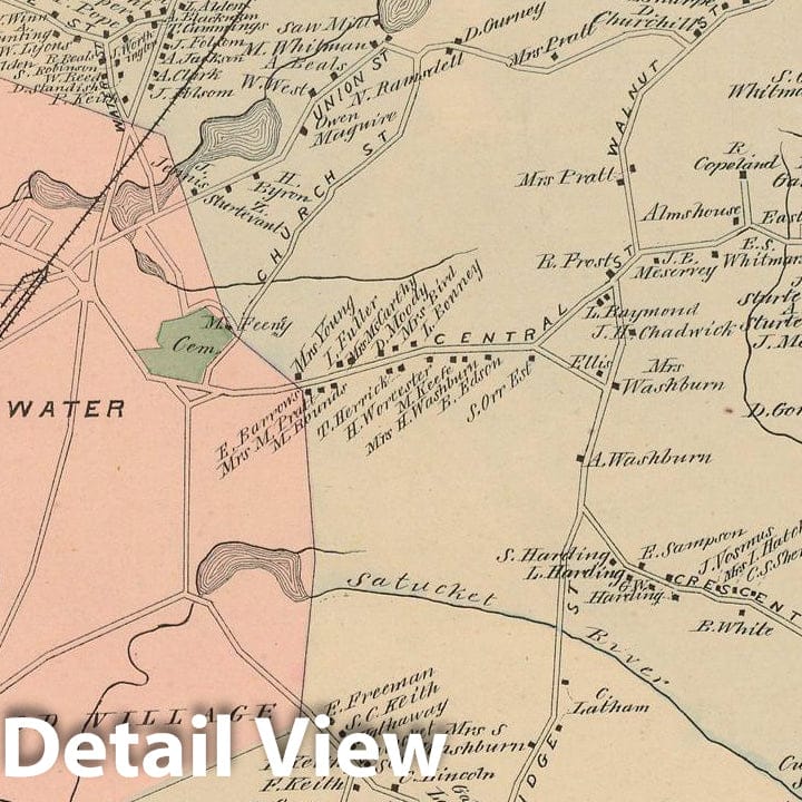 Historic Map : Atlas of Plymouth County Massachusetts, East Bridgewater 1879 , Vintage Wall Art