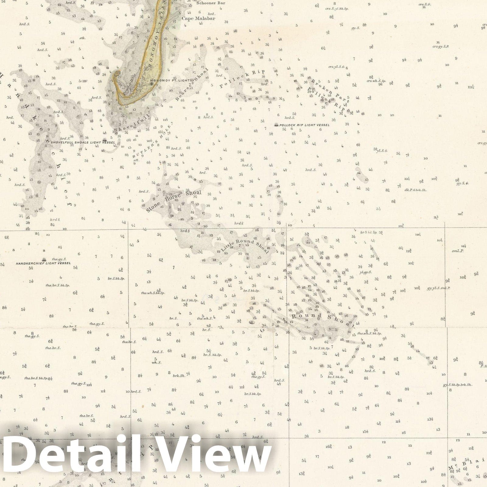 Historic Map : Cape Cod & Chatham & Nantucket 1860 Topographic Map , Vintage Wall Art
