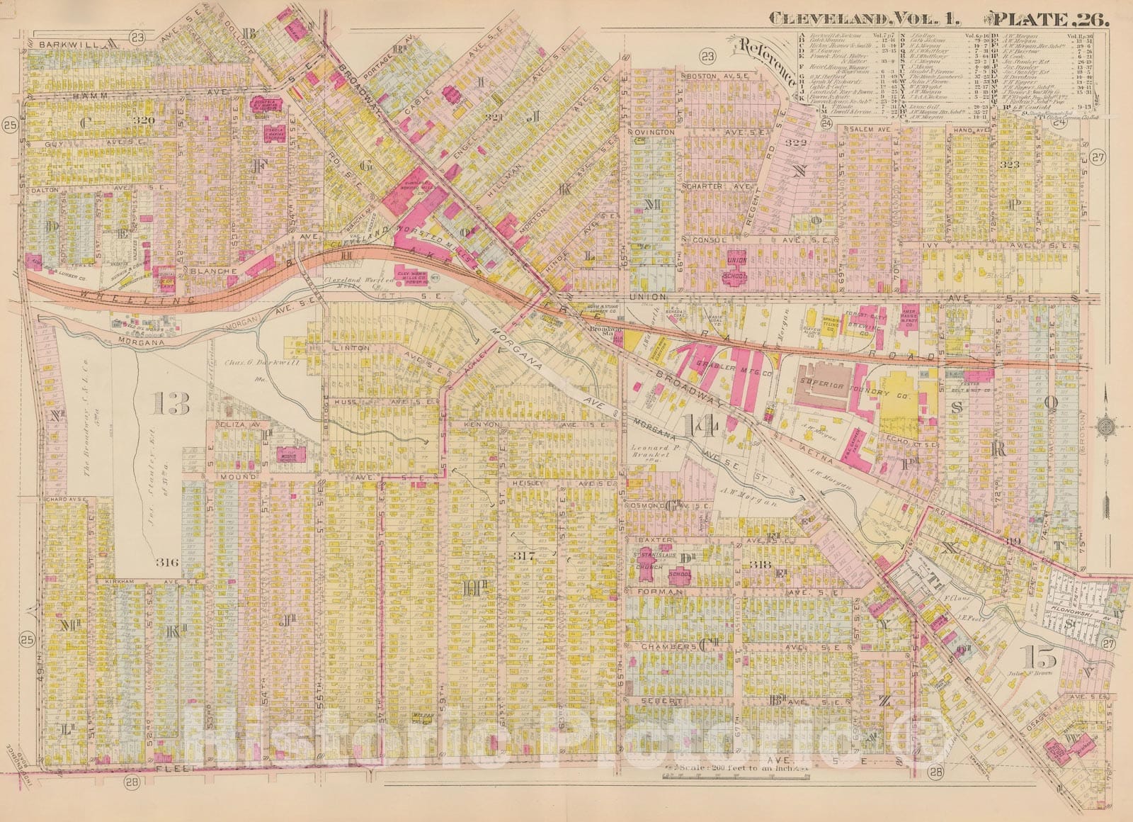 Historic Map : Plat Book of The City of Cleveland, Vol. One, 1912 Plate 026 , Vintage Wall Art