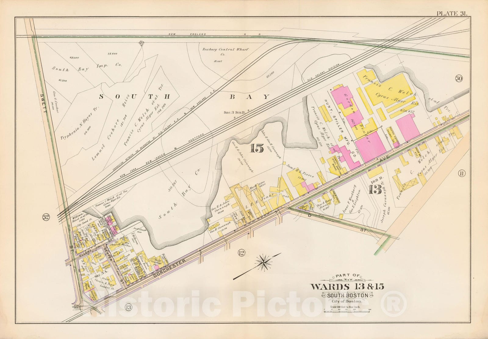 Historic Map : Atlas City of Boston, South Boston 1899 Plate 031 , Vintage Wall Art