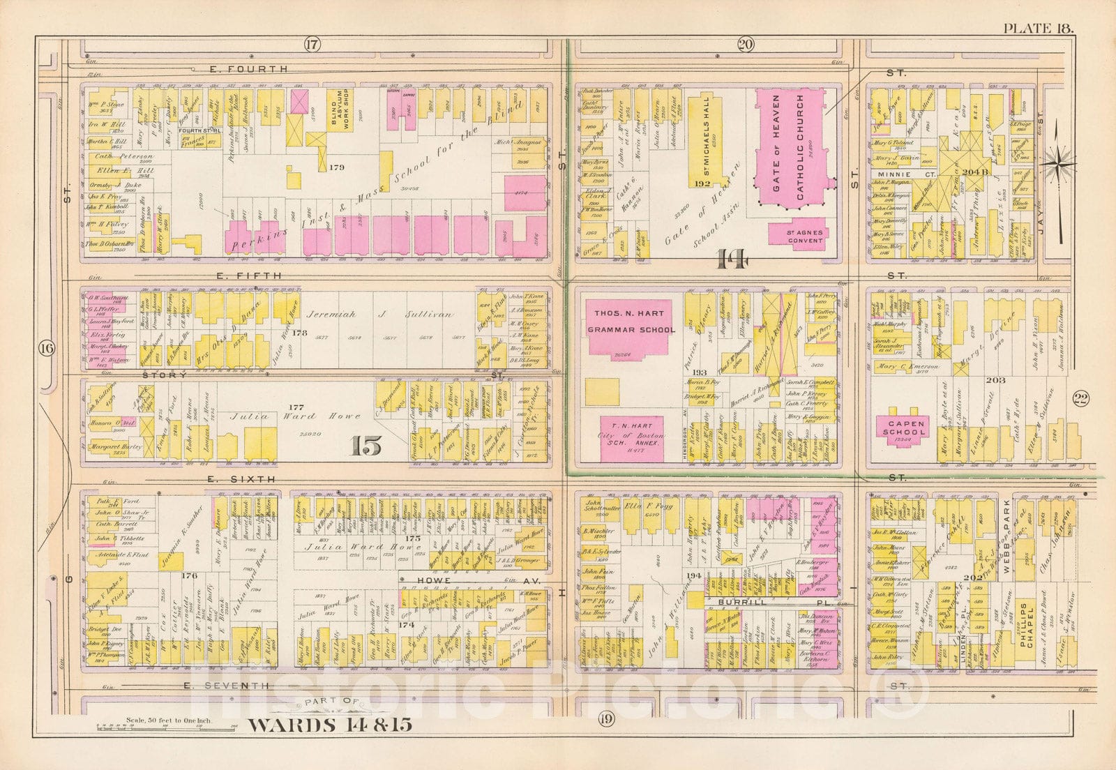 Historic Map : Atlas City of Boston, South Boston 1899 Plate 018 , Vintage Wall Art