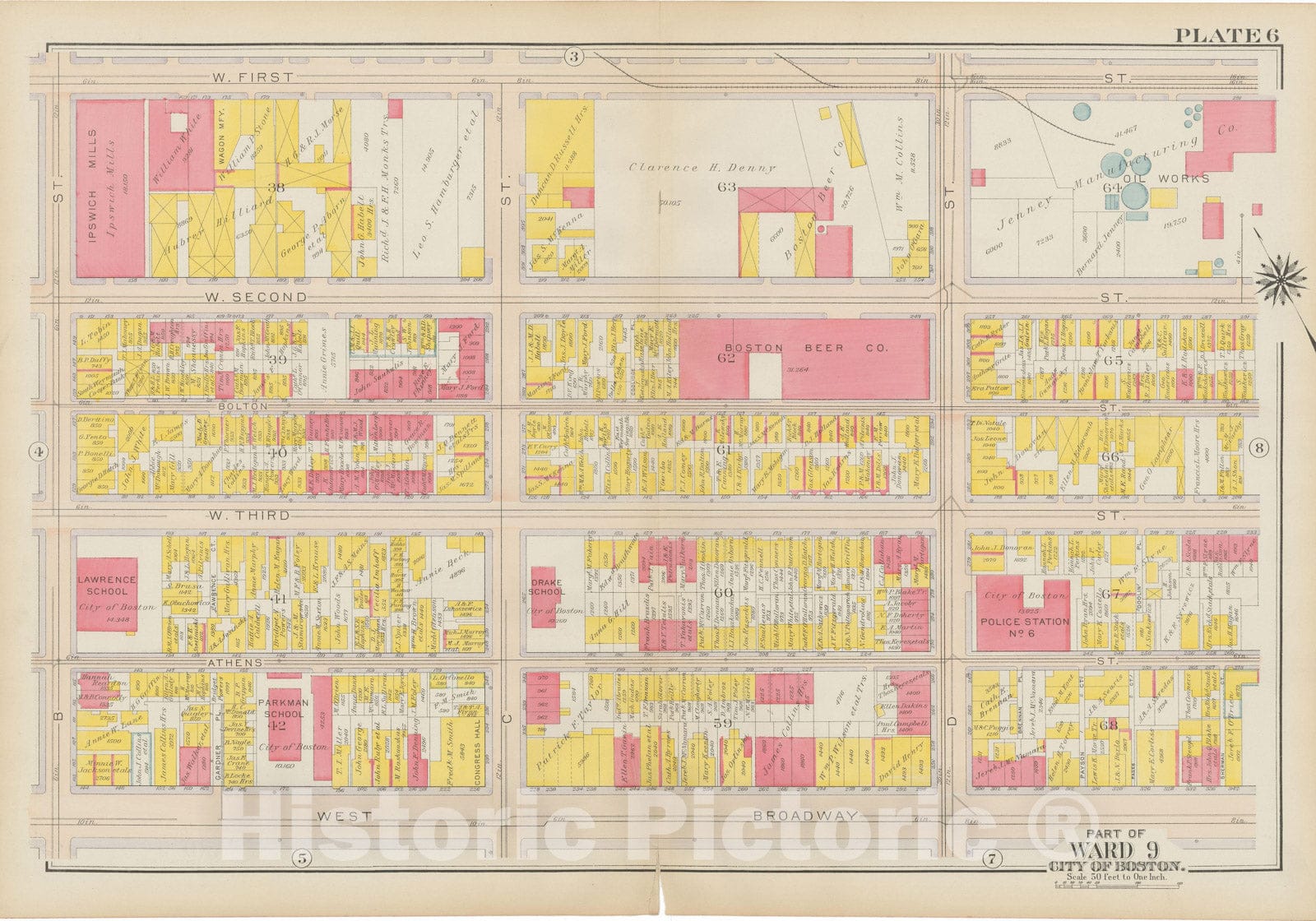 Historic Map : Atlas City of Boston: South Boston 1919 Plate 006 , Vintage Wall Art