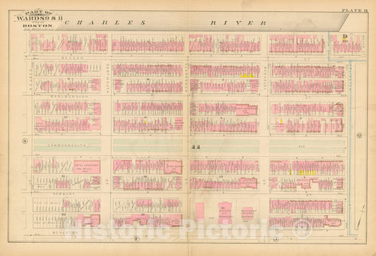 Historic Map : Atlas City of Boston, Boston Proper, Volume I, Boston 1883 Plate R , Vintage Wall Art