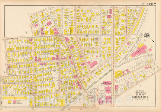 Historic Map : Atlas of Chelsea, Revere and Winthrop, Chelsea 1914 Plate 007 , Vintage Wall Art