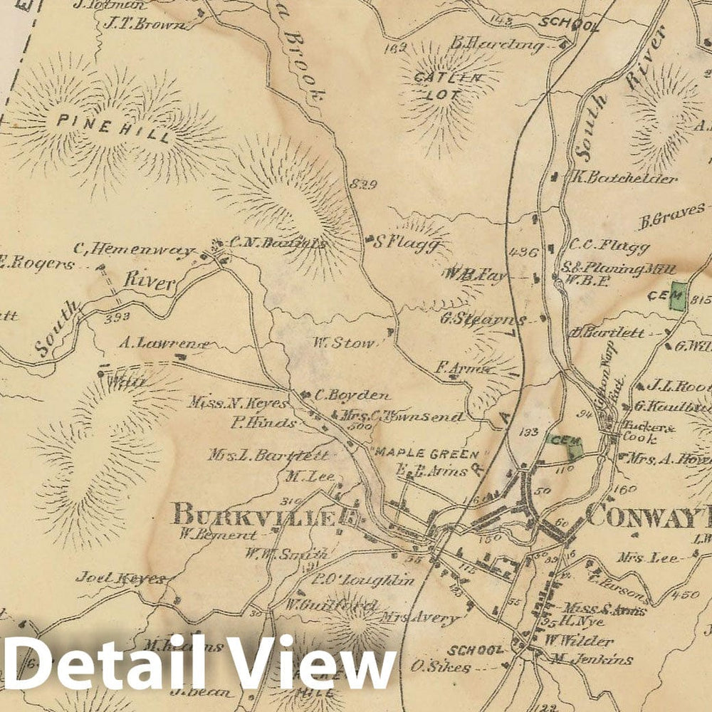 Historic Map : Atlas of Franklin Co. Massachusetts, Conway 1871 , v2, Vintage Wall Art