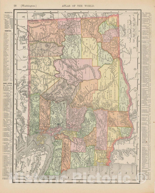 Historic Map : Washington 1900 , Universal Atlas World , Vintage Wall Art