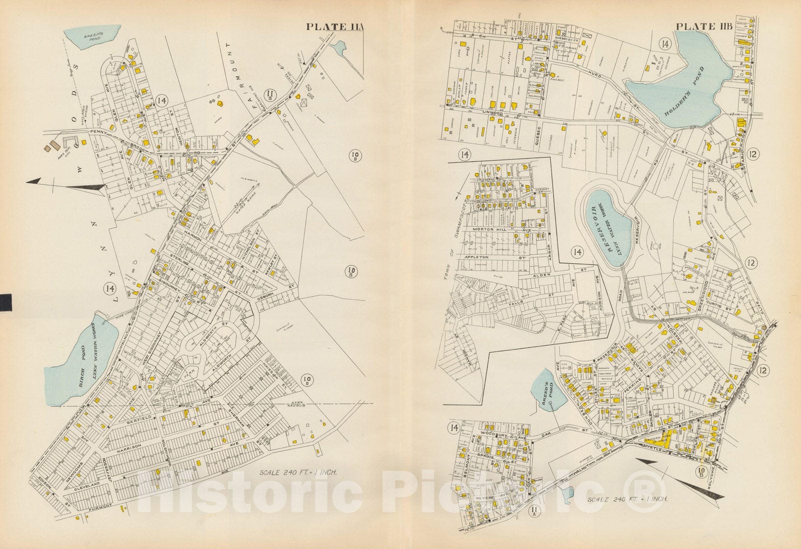 Historic Map : Atlas of Lynn, Nahant & Swampscott, Lynn 1924 Plate 011 , Vintage Wall Art