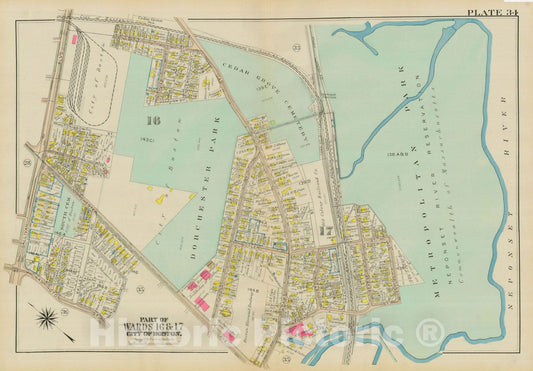 Historic Map : Atlas City of Boston, Dorchester, Dorchester 1933 Plate 034 , Vintage Wall Art