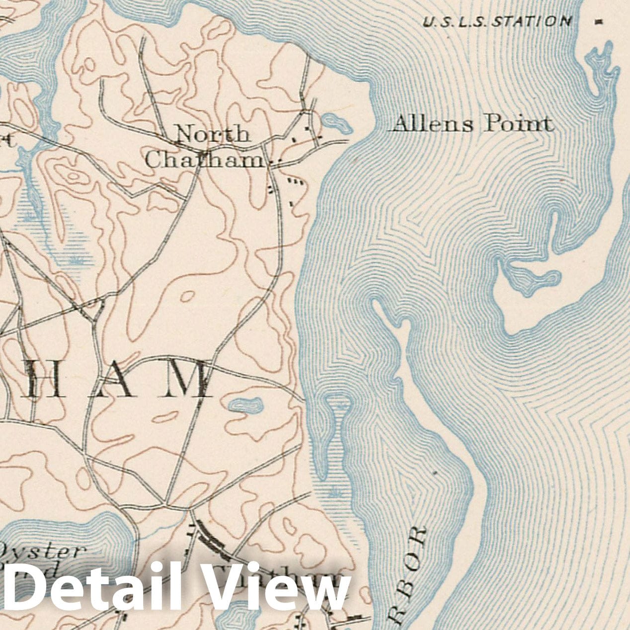 Historic Map : Chatham & Orleans 1892 Topographic Map , Vintage Wall Art