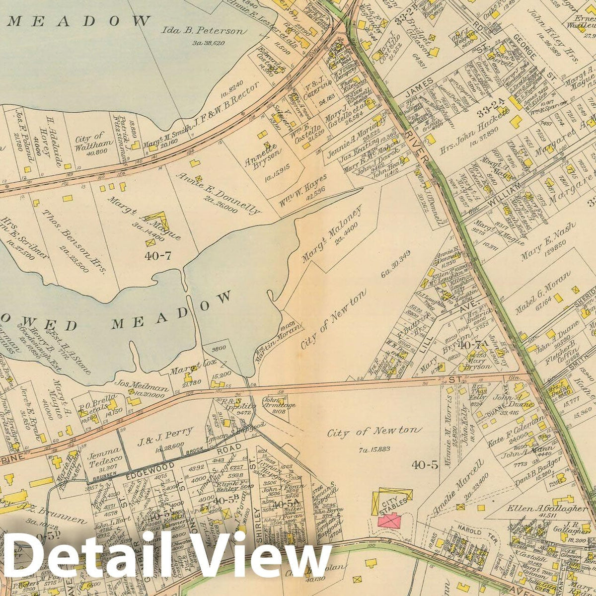 Historic Map : Atlas City of Newton Massachusetts 1917 Plate 007 , Vintage Wall Art