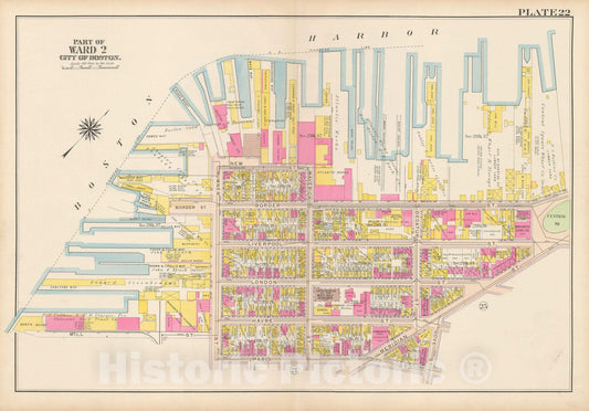 Historic Map : Atlas City of Boston: Charlestown and East Boston, East Boston 1912 Plate 022 , Vintage Wall Art