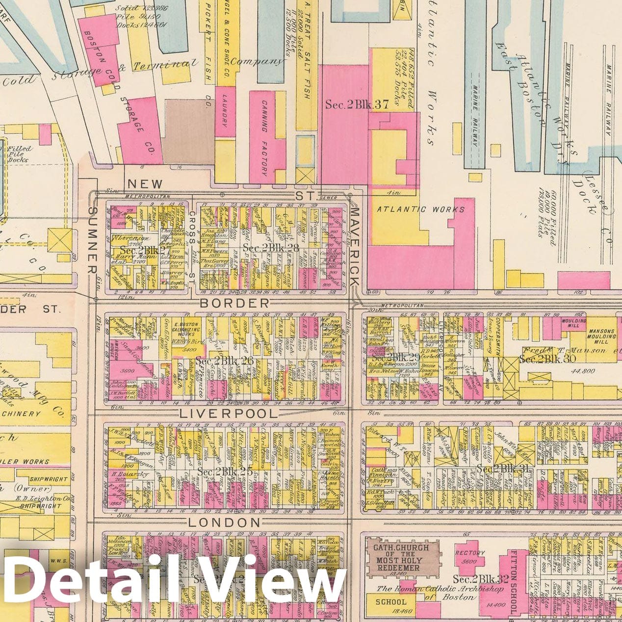 Historic Map : Atlas City of Boston: Charlestown and East Boston, East Boston 1912 Plate 022 , Vintage Wall Art