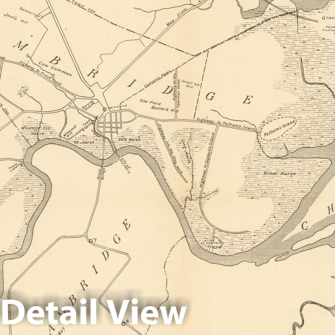 Historic Map : Cambridge Highways 1700 , v2, Vintage Wall Art