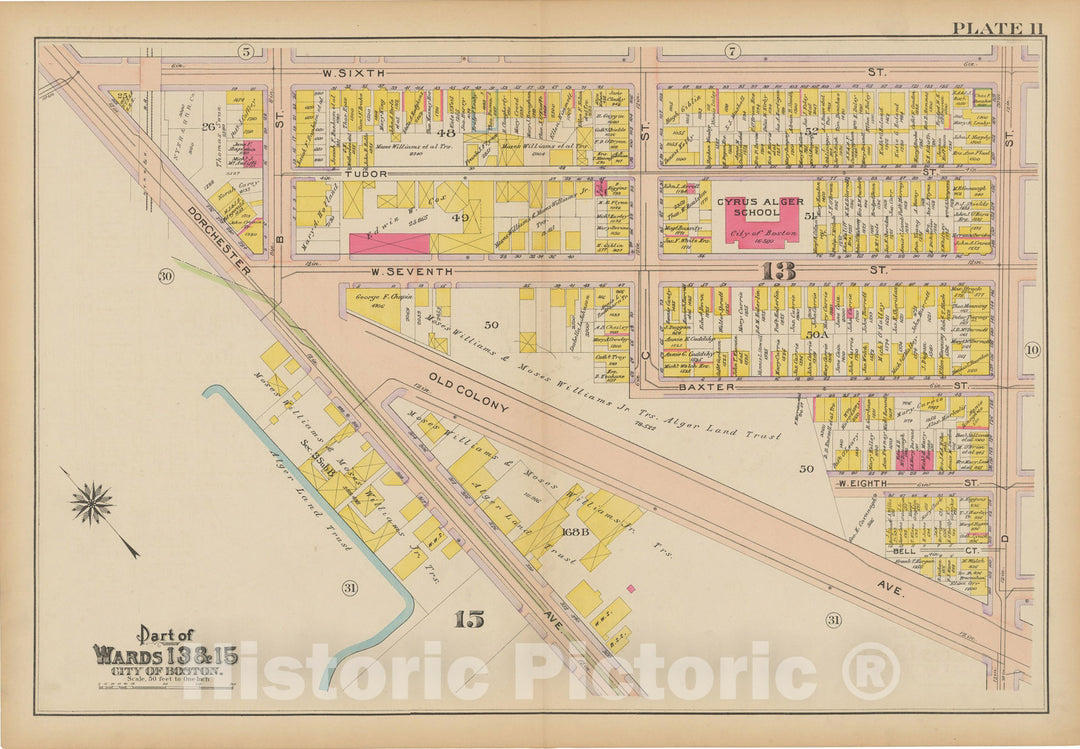 Historic Map : Atlas of South Boston, South Boston 1910 Plate 011 , Vintage Wall Art