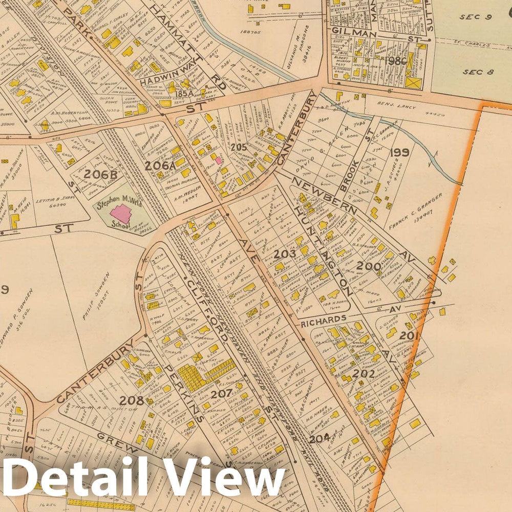 Historic Map : Atlas of Dorchester, West Roxbury and Brighton, Roslindale 1899 Plate 024 , Vintage Wall Art