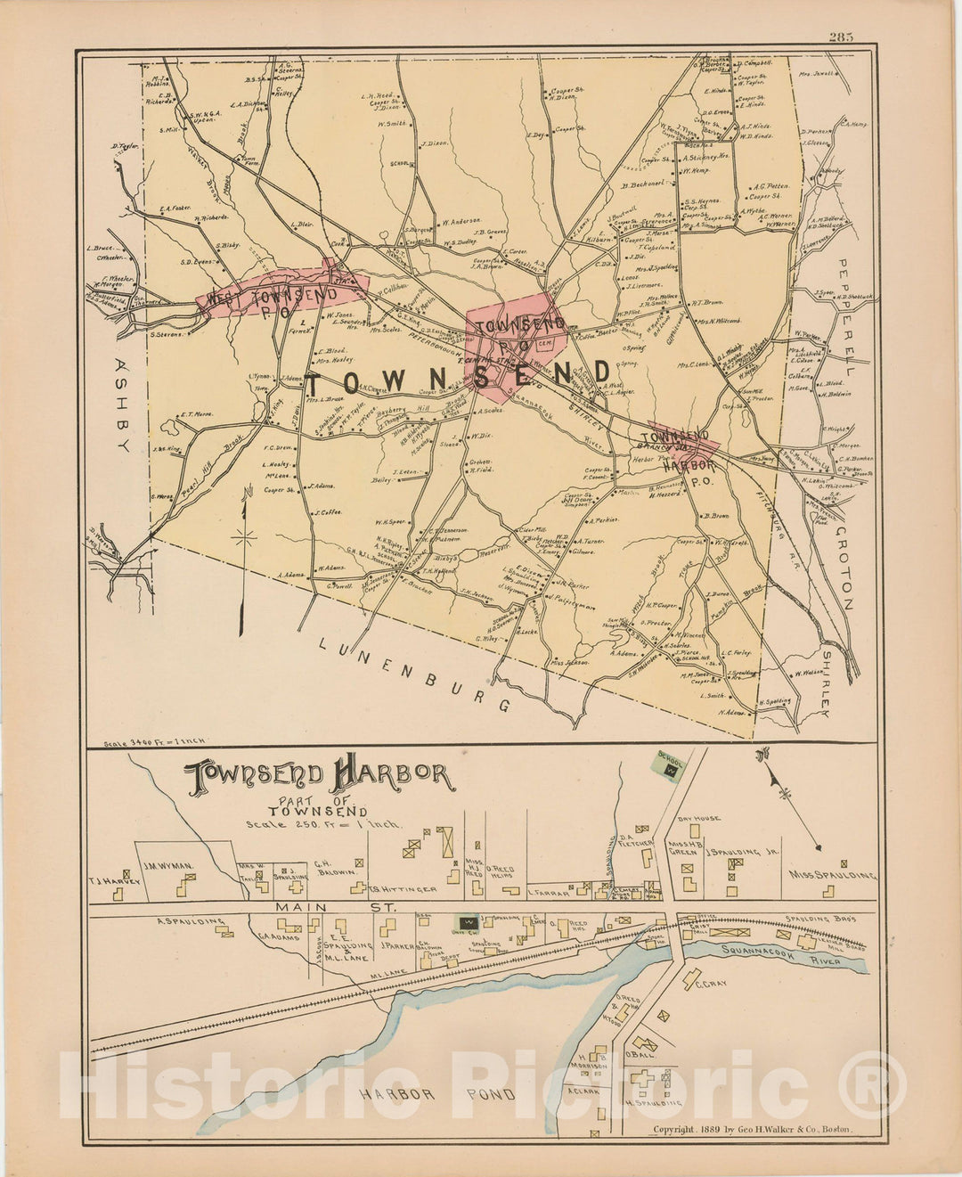 Historic Map : Atlas of Middlesex County, Massachusetts, Townsend 1889 , v2, Vintage Wall Art