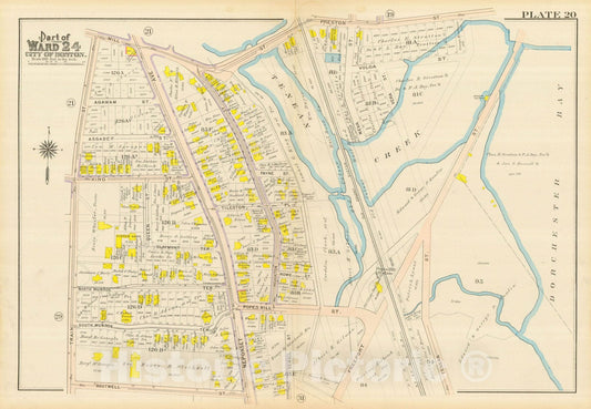 Historic Map : Atlas City of Boston, Dorchester, Dorchester 1910 Plate 020 , Vintage Wall Art