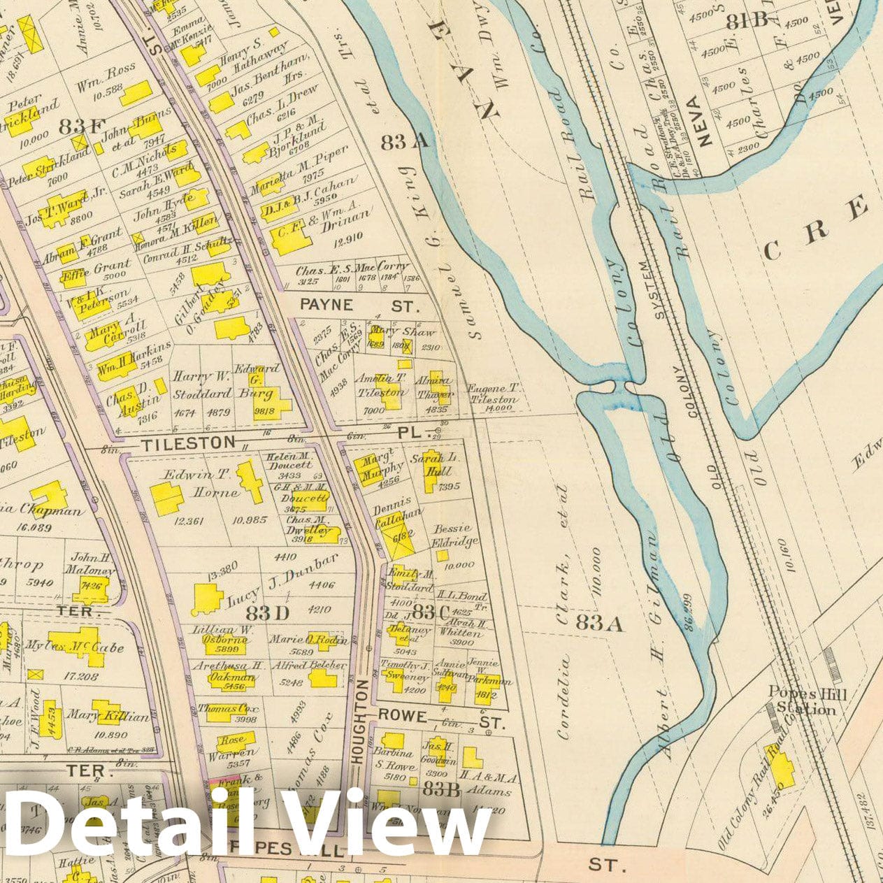 Historic Map : Atlas City of Boston, Dorchester, Dorchester 1910 Plate 020 , Vintage Wall Art