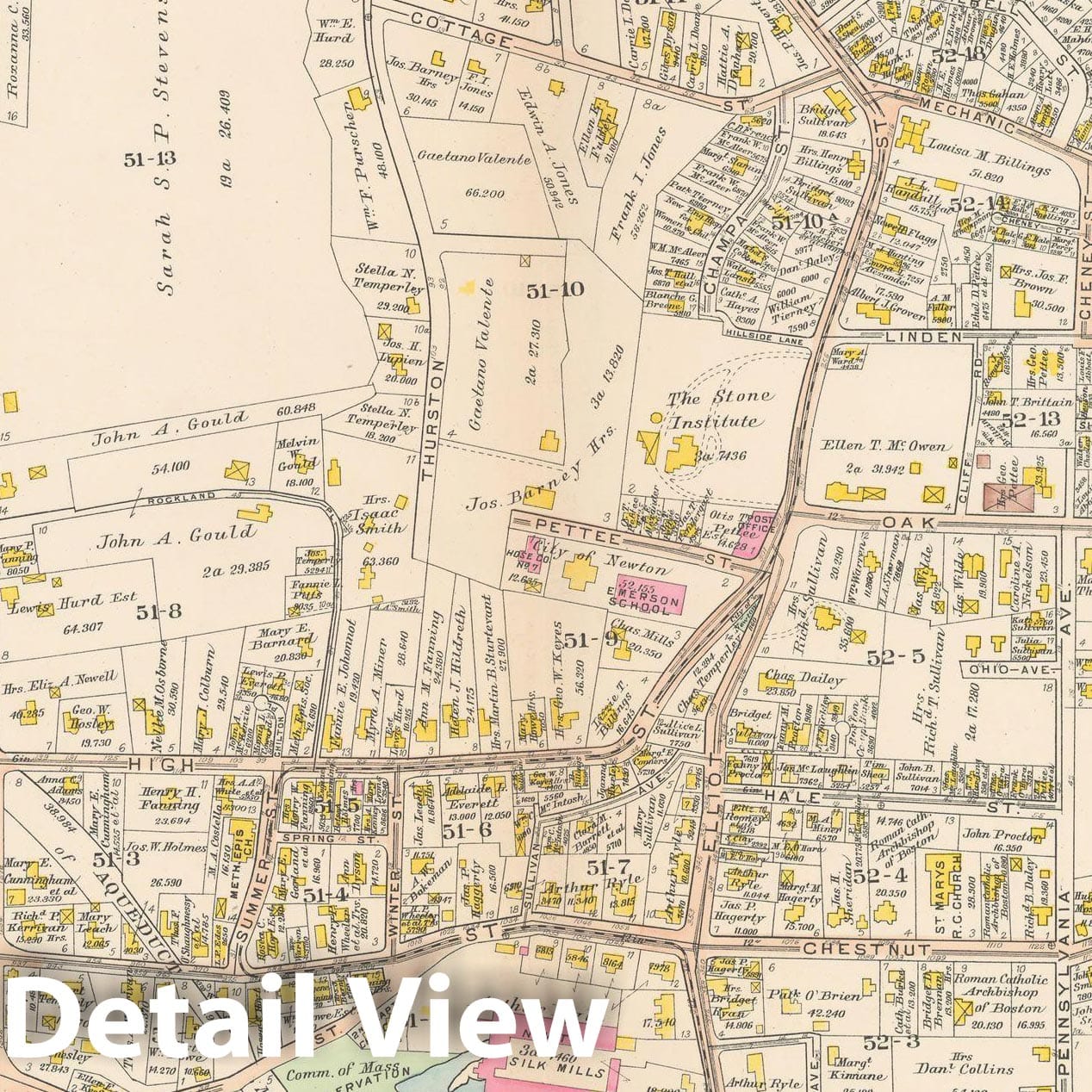 Historic Map : Atlas of Newton, Newton 1907 Plate 023 , Vintage Wall Art