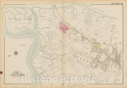 Historic Map : Atlas of Staten Island, Borough of Richmond, Vol 1, Staten Island 1917 Plate 041 , Vintage Wall Art