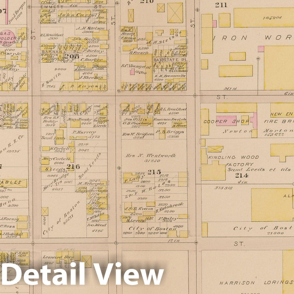 Historic Map : Atlas of South Boston, South Boston 1884 Plate H , Vintage Wall Art