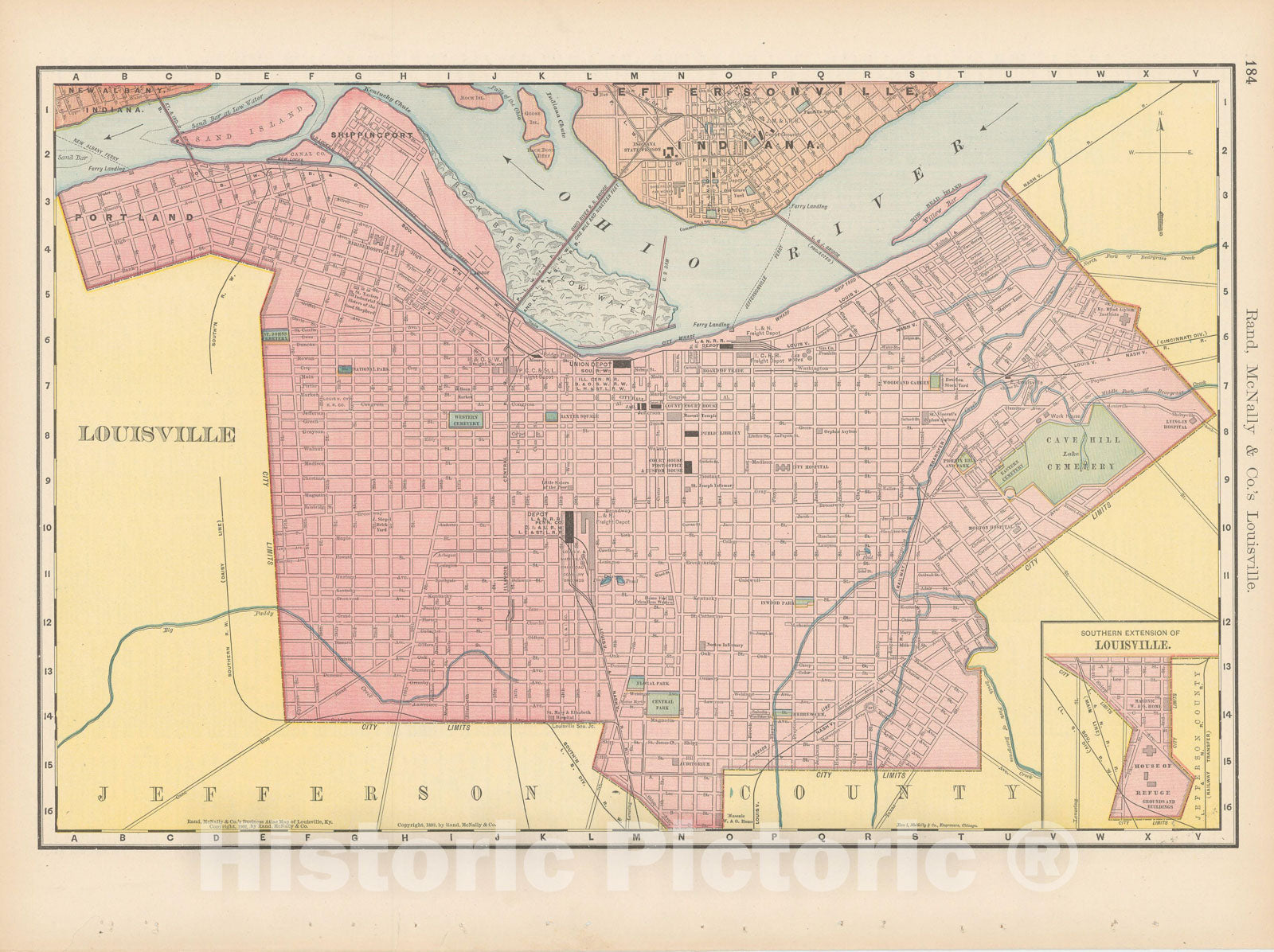 Historic Map : Louisville 1903 , Rand McNally Business Atlas , Vintage Wall Art