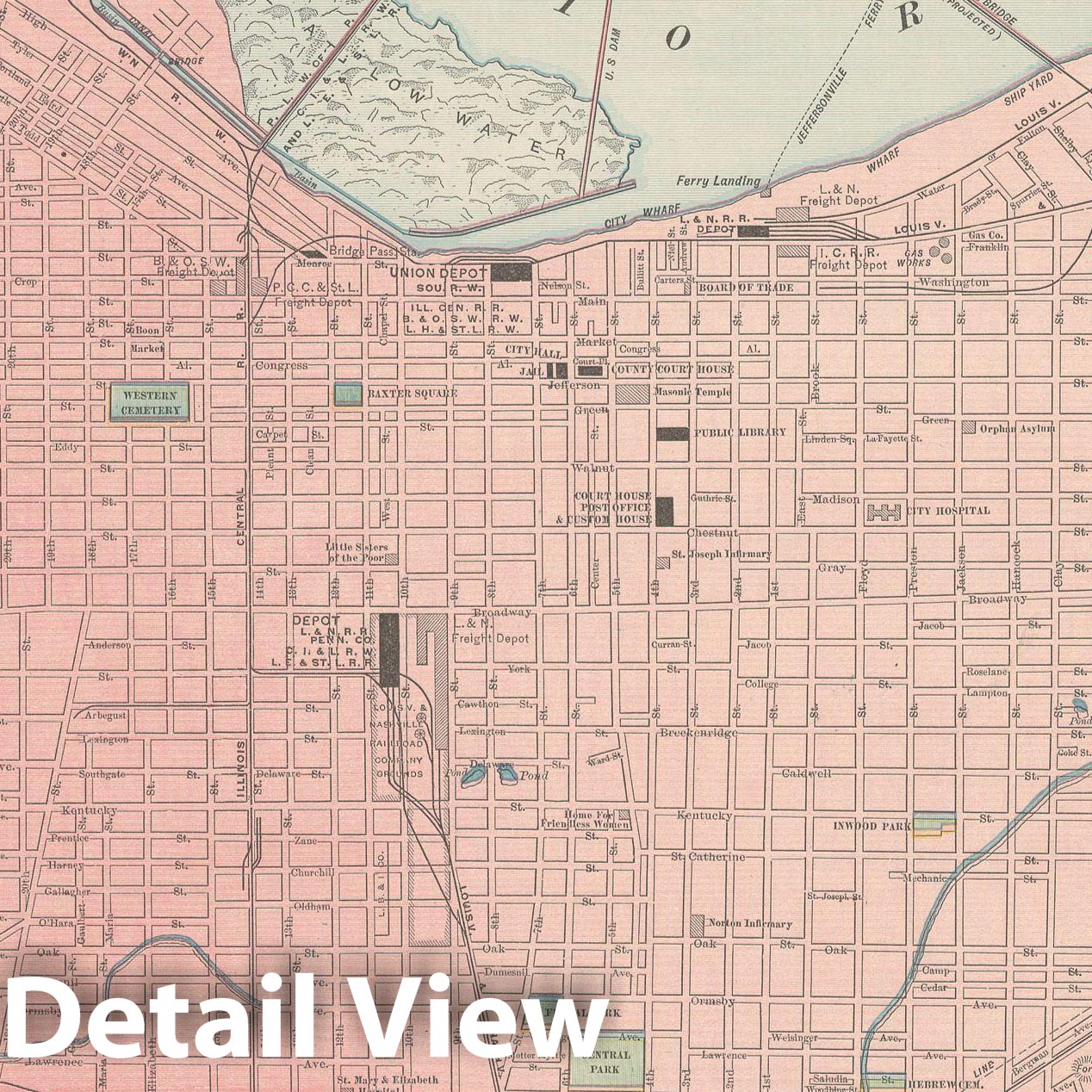 Historic Map : Louisville 1903 , Rand McNally Business Atlas , Vintage Wall Art